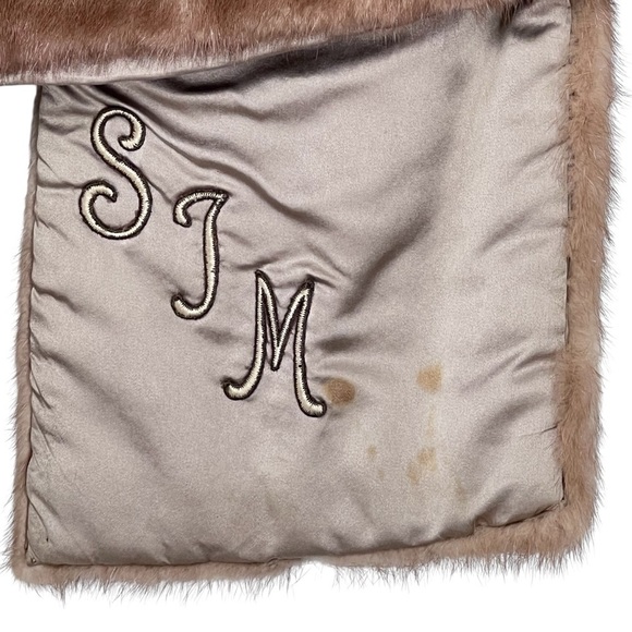 VTG Brown Mink Fur Stole Wrap Shawl Cape With Pockets Women's OS - Picture 16 of 16